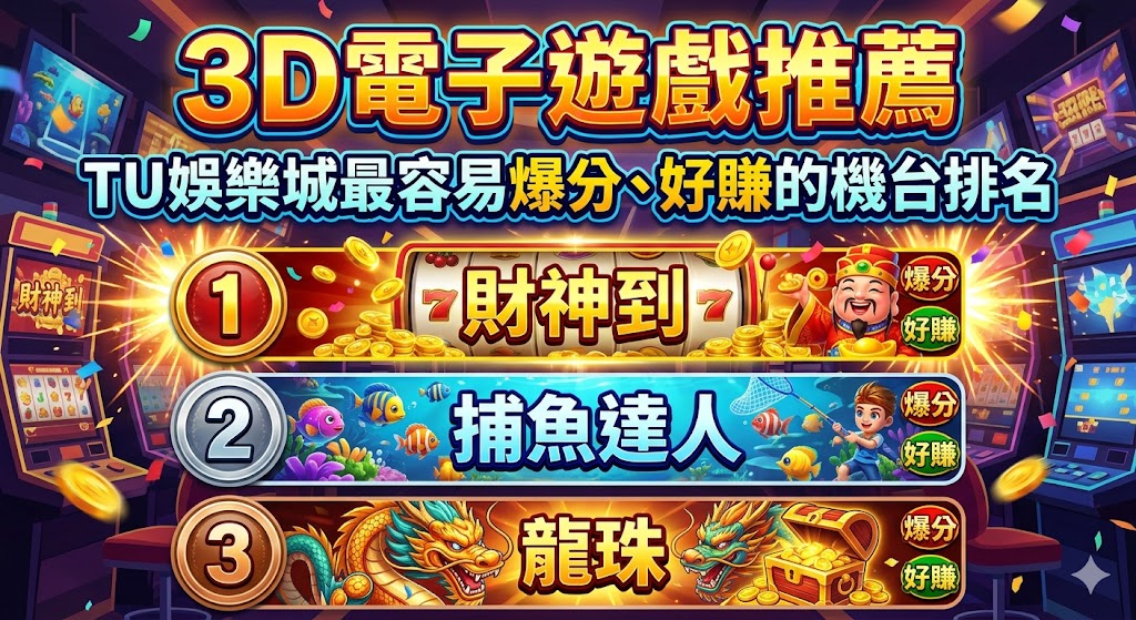 3D電子遊戲推薦：TU娛樂城最容易爆分、好賺的機台排名。